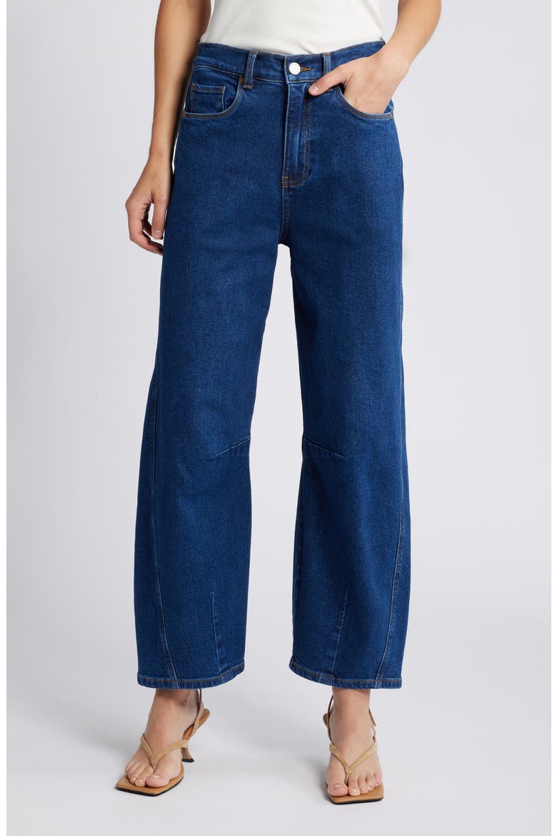 Seamed Barrel Jeans, Main, color, DEEP DOWN