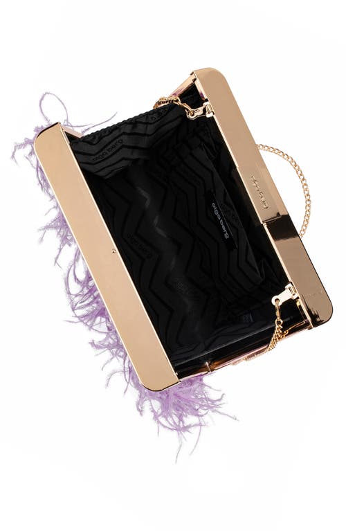 Olga Berg Ostrich Feather Embellished Clutch In Purple