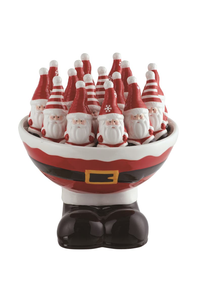 Transpac Christmas Santa Salt and Pepper Shakers Set, Main, color, Multicolored