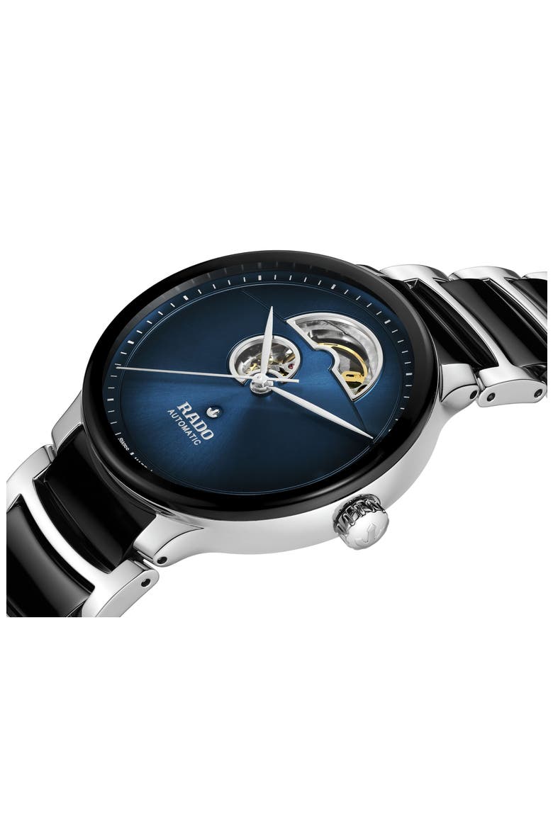 Centrix Open Heart Automatic Ceramic Bracelet Watch, 39.5mm, Alternate, color, BLUE