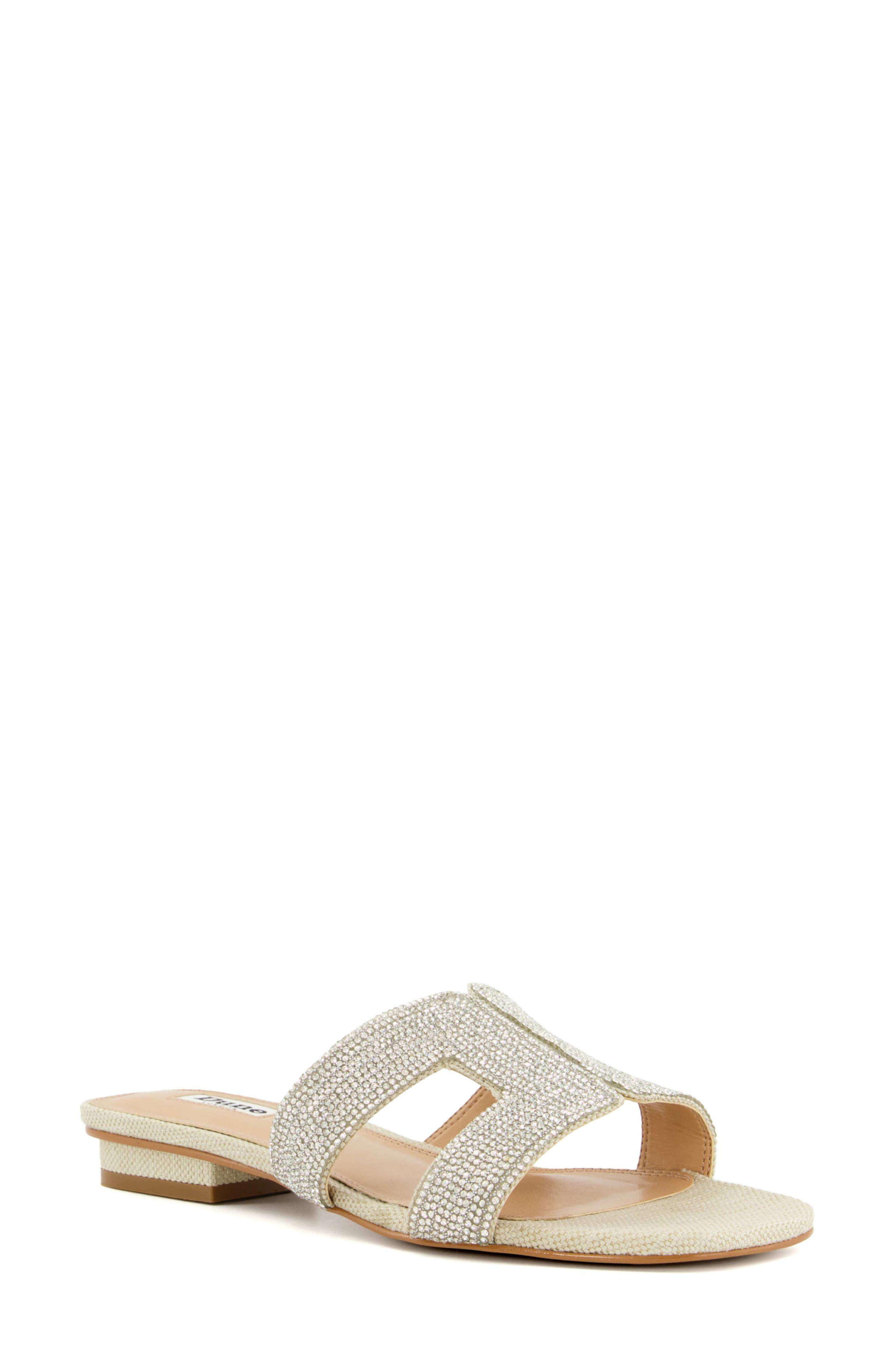 Dune London Loupe Slide Sandal, Main, color, Silver