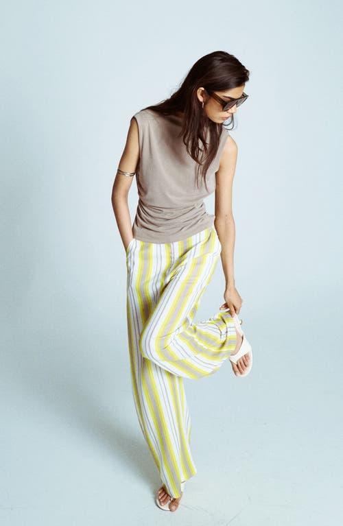 Topshop Stripe Wide Leg Slouch Pants In Multi