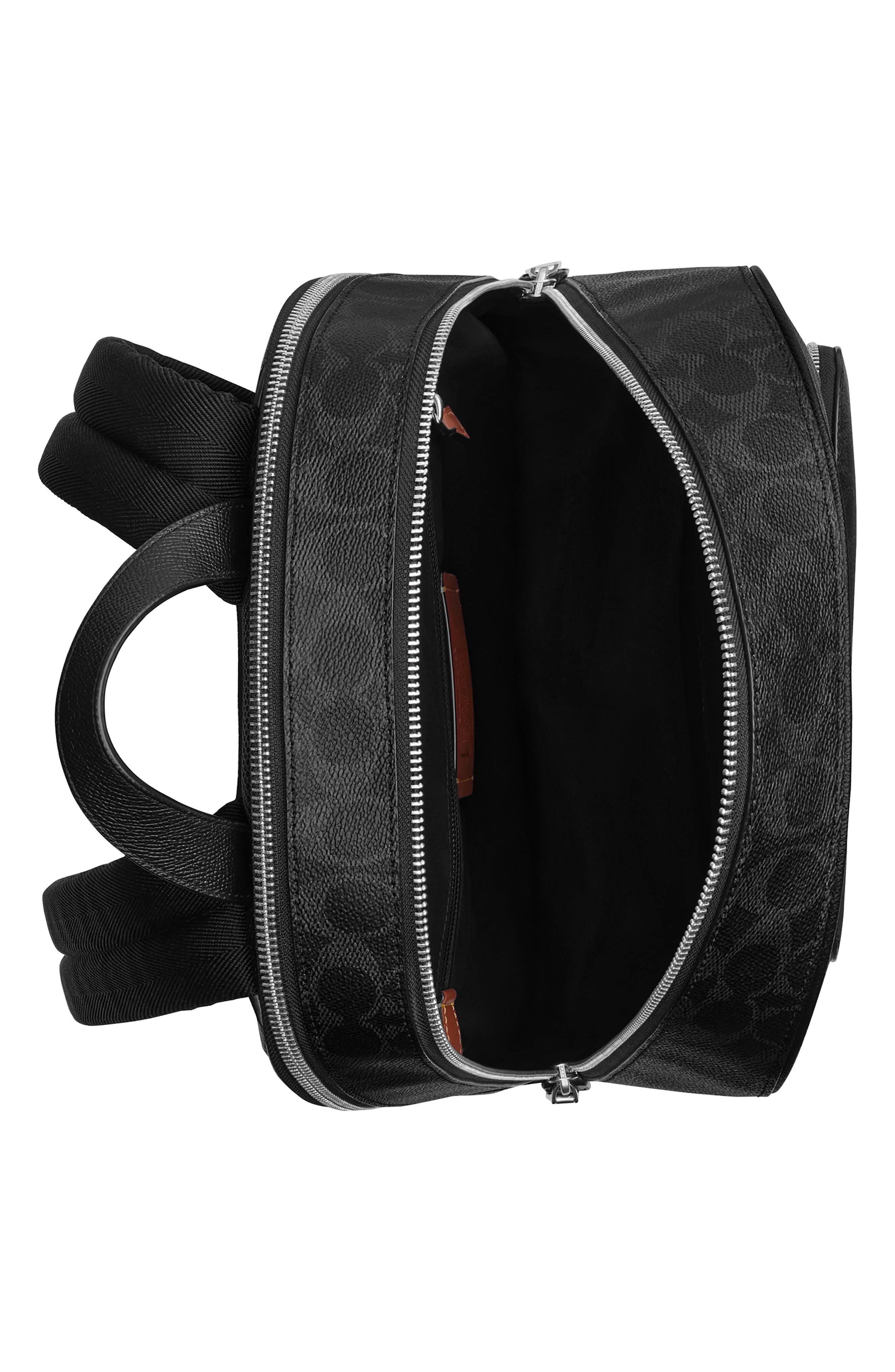 COACH Wade Logo Jacquard Canvas & Leather Backpack, Alternate, color, Black Signature