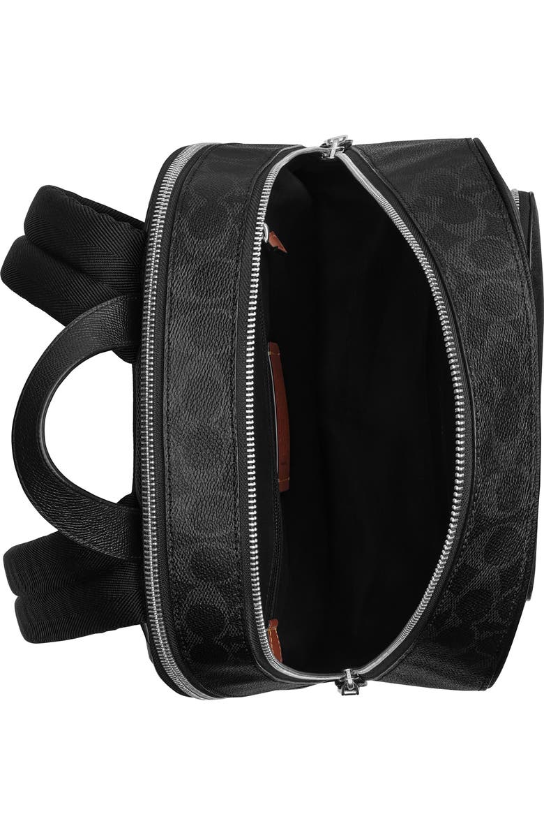 COACH Wade Logo Jacquard Canvas & Leather Backpack, Alternate, color, Black Signature