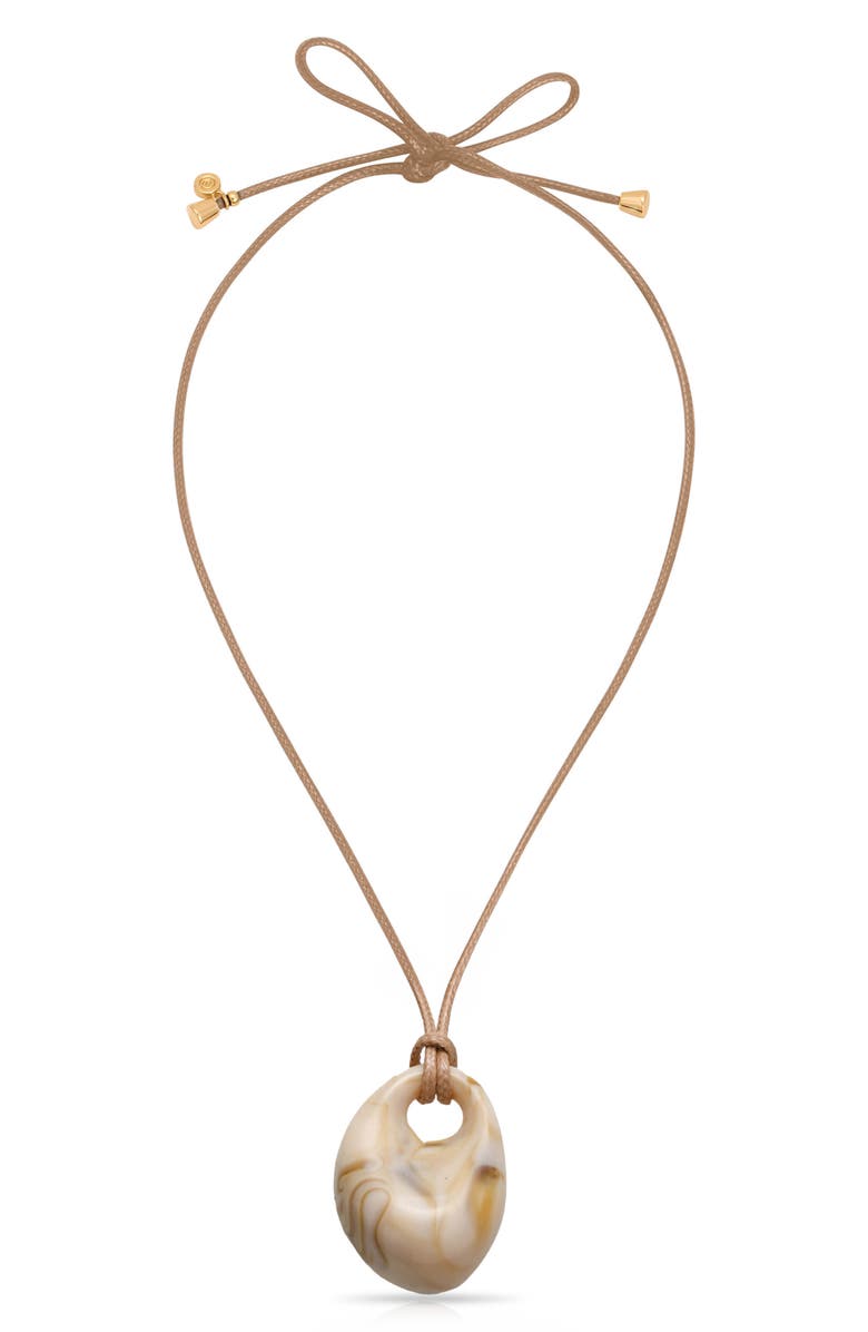 Ettika Resin Medallion Necklace, Main, color, Tan