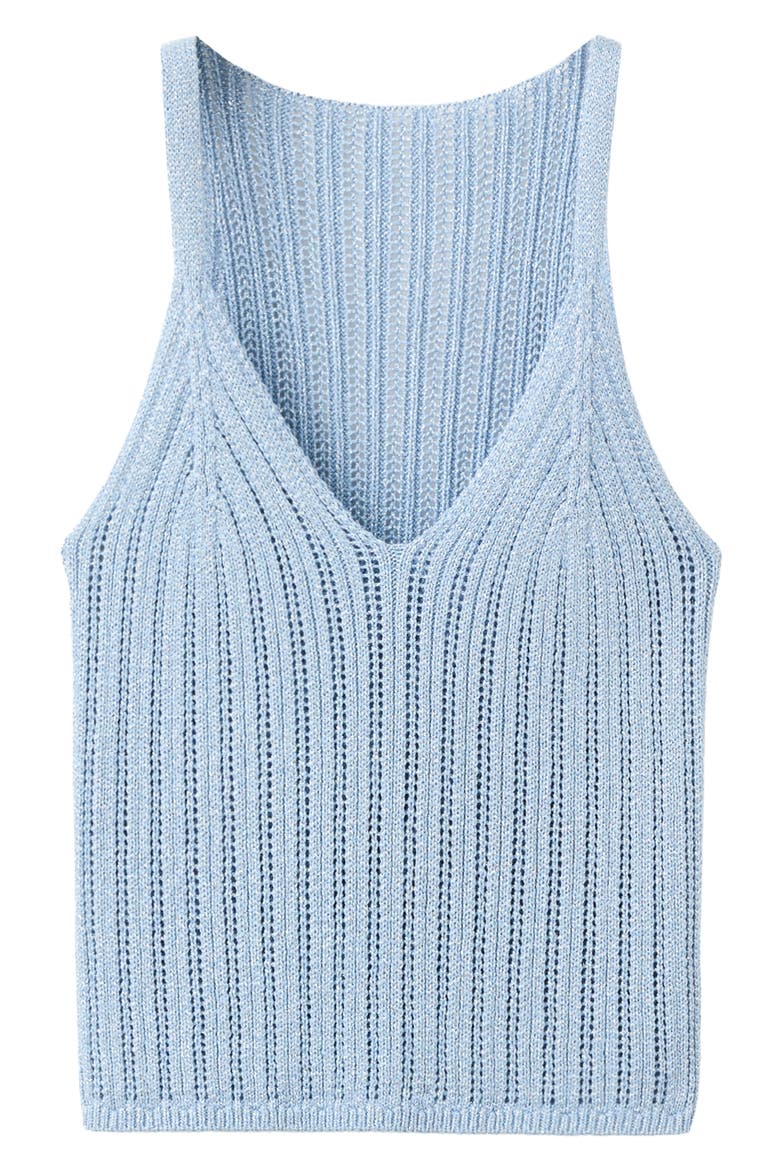 Metallic Openwork Knit Top, Alternate, color, SKY BLUE
