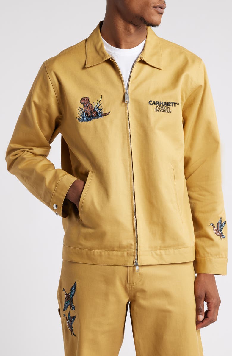 Carhartt Work In Progress Ducks Embroidered Cotton Twill Chore Jacket, Alternate, color,