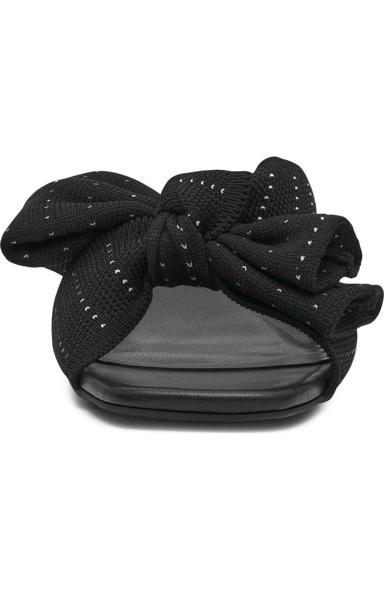 Anne Klein Dara Bow Wedge Slide Sandal, Alternate, color, Black Knit