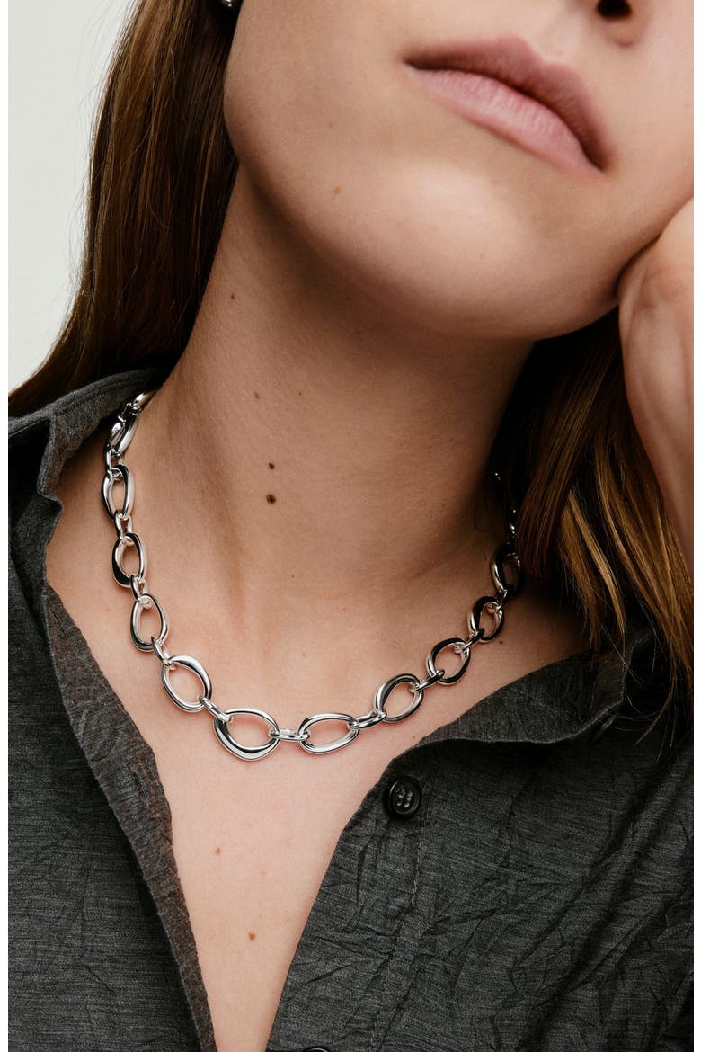 Dôme Ripple Chain Necklace, Alternate, color, Sterling Silver