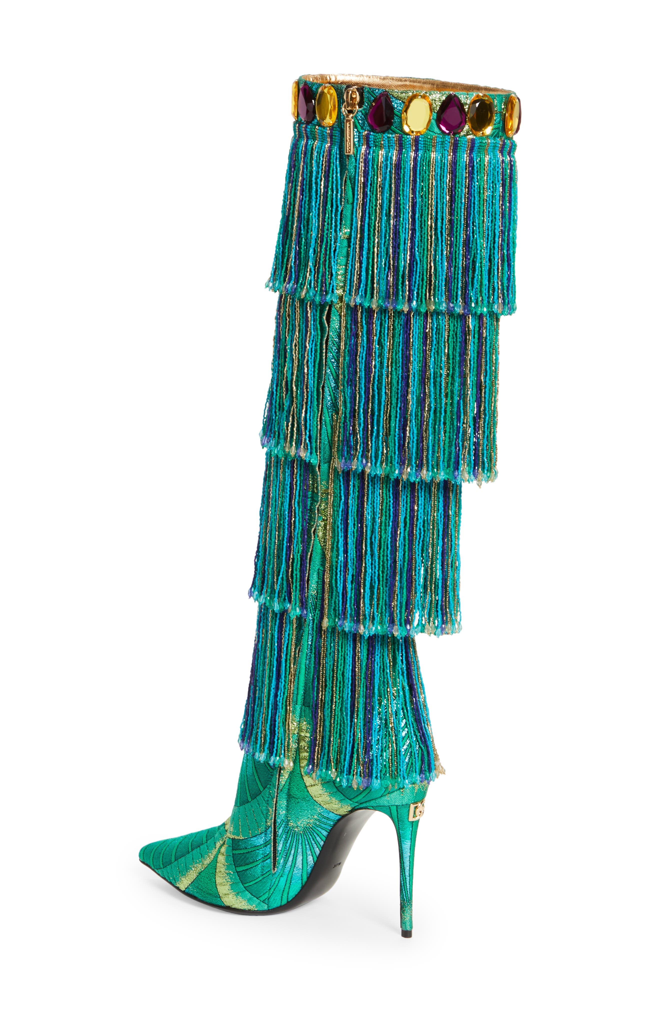 Cardinale Pointed Toe Knee High Boot, Alternate, color, VERDE/ MULTI