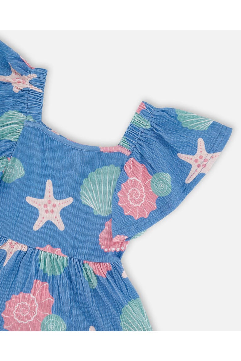 Short Sleeve Crinkle Jersey Shell Dress, Alternate, color, Blue Seashell Print