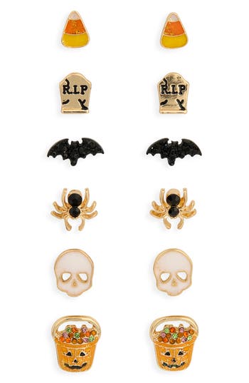 Leith Set Of 6 Candy Corn Stud Earrings In Gold