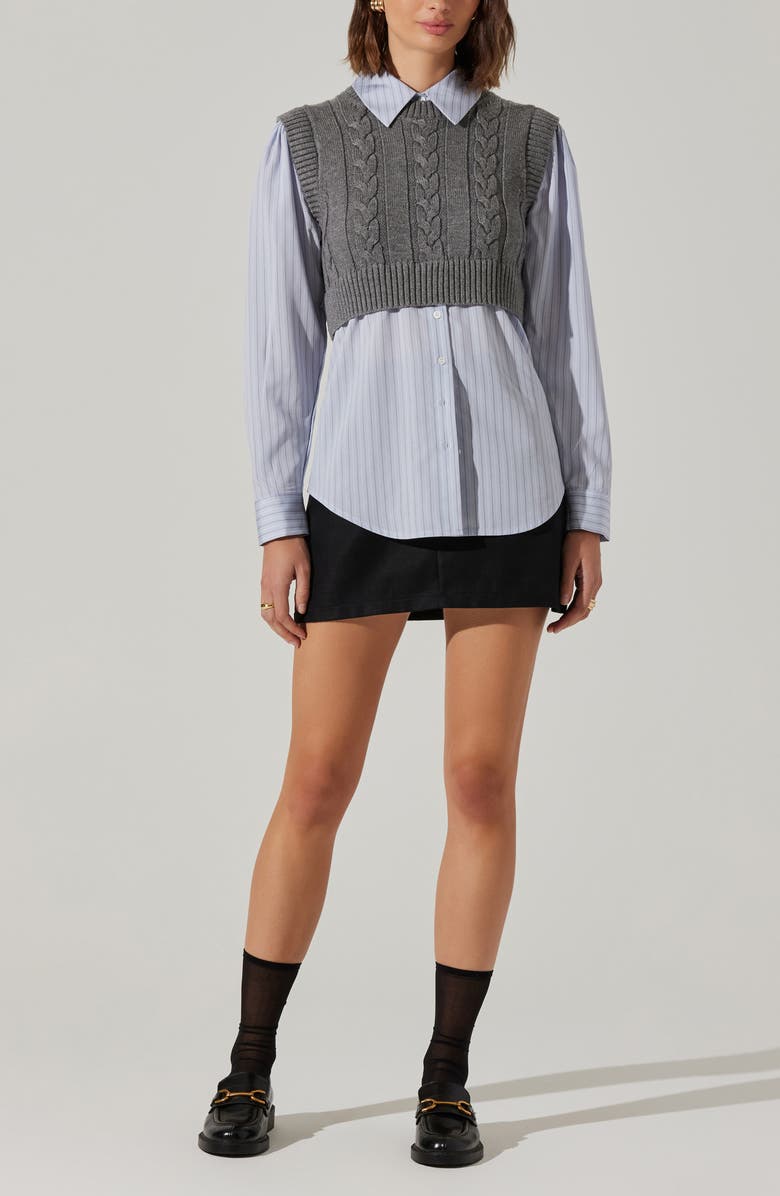 ASTR the Label Flannery Mixed Media Layered Sweater, Alternate, color,