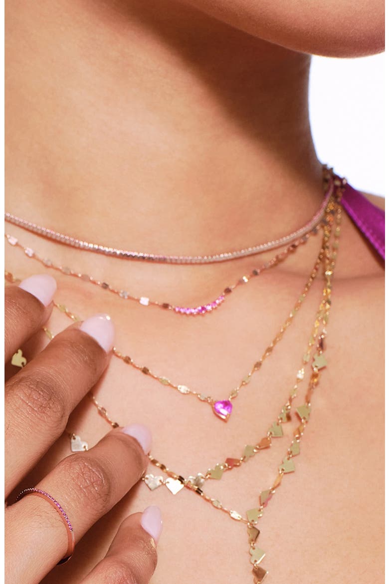14K Gold Mini Curved Pink Sapphire Pendant Necklace, Alternate, color, 14K YELLOW GOLD