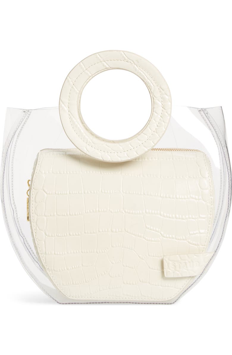 STAUD Frida Transparent Handbag, Main, color, Clear/ Cream Croc