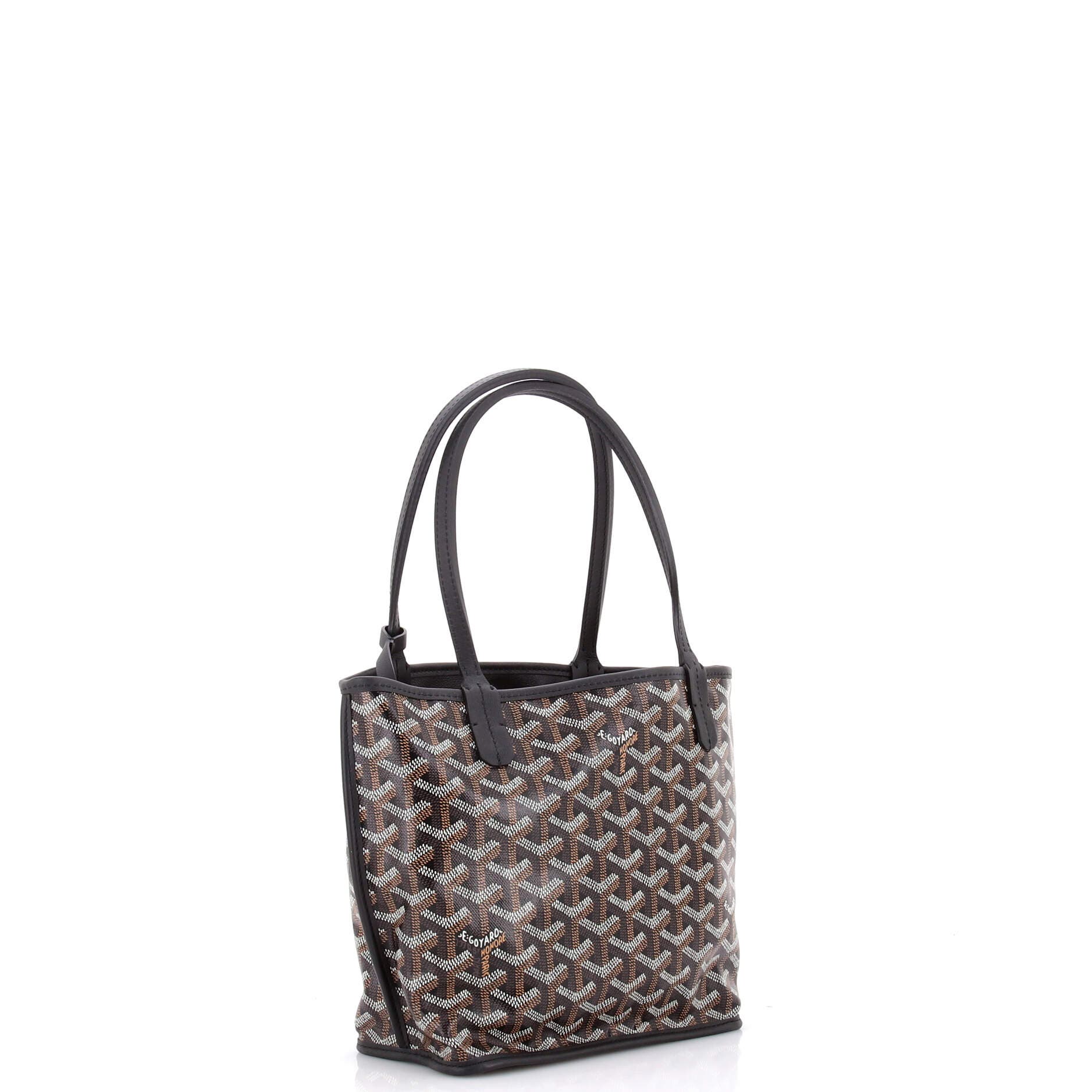 Pre-Owned Goyard Anjou Reversible Tote Coated Canvas Mini, Alternate, color, Black