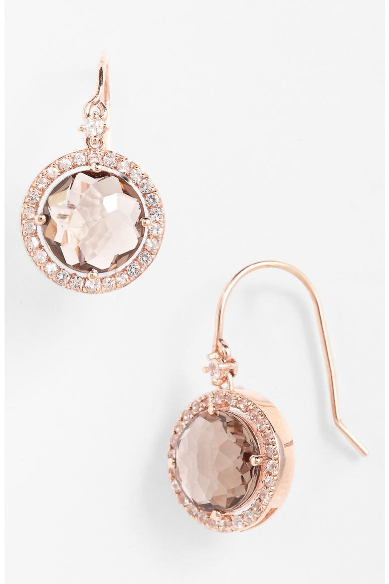 KALAN by Suzanne Kalan Drop Earrings, Main, color, ROSE GOLD/ SMOKEY QUARTZ