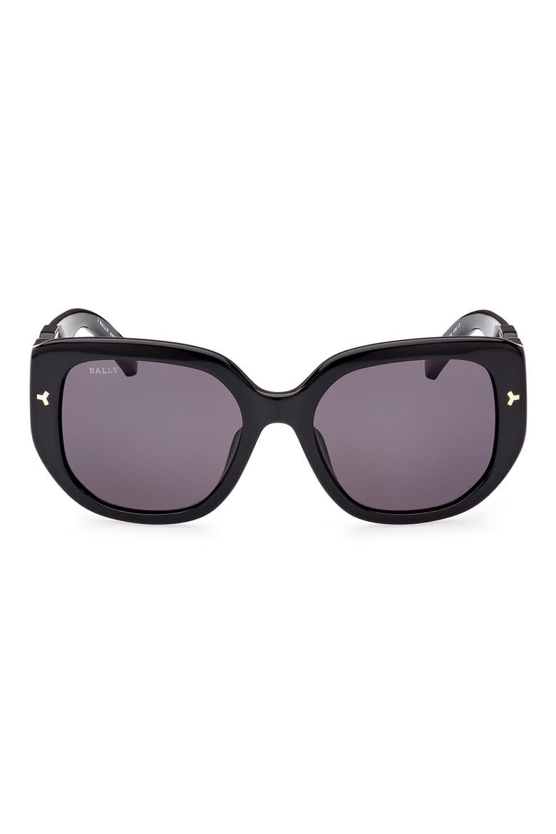56mm Square Sunglasses, Main, color, SHINY BLACK / SMOKE