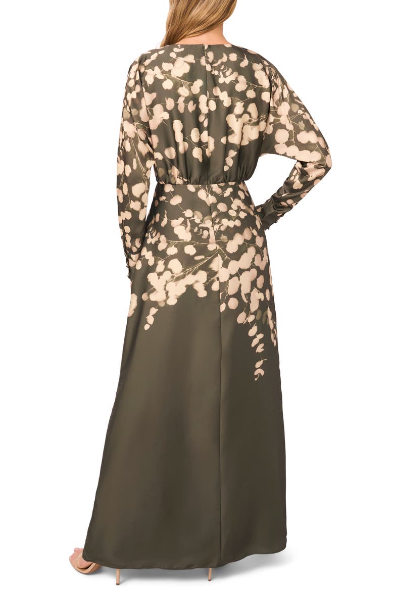 Long Sleeve Satin Evening Gown, Alternate, color, GREEN OLIVE