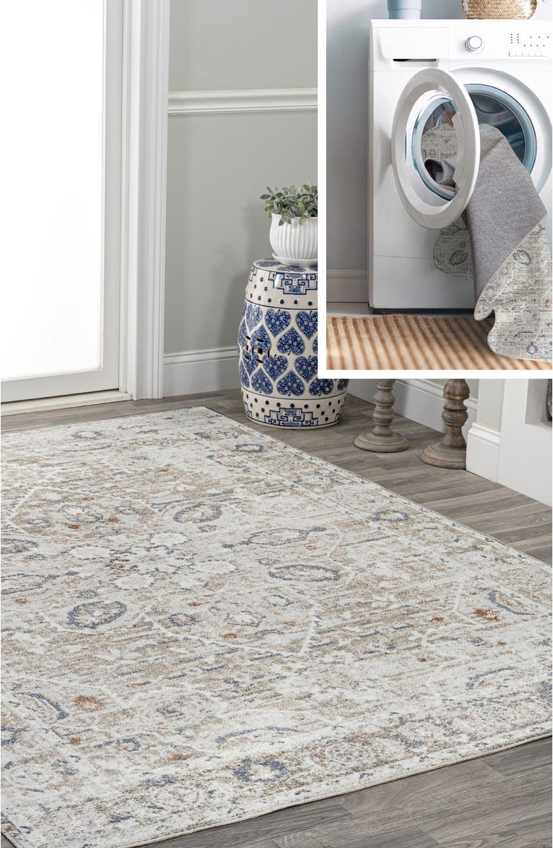 JONATHAN Y Shaii Global Medallion Low-Pile Machine-Washable Area Rug, Alternate, color, Light Gray/Brown