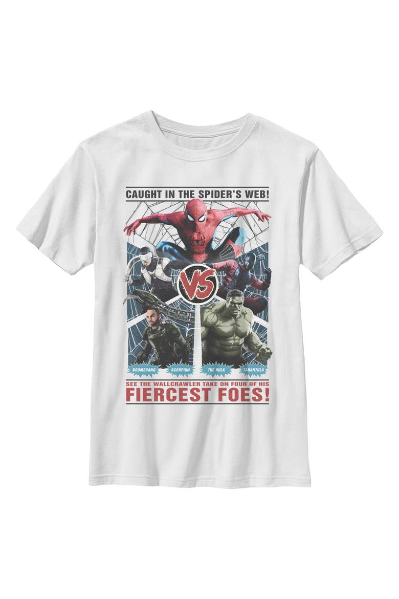 Boys' Marvel Wallcrawler and Fiercest Foes T-Shirt, Main, color, White