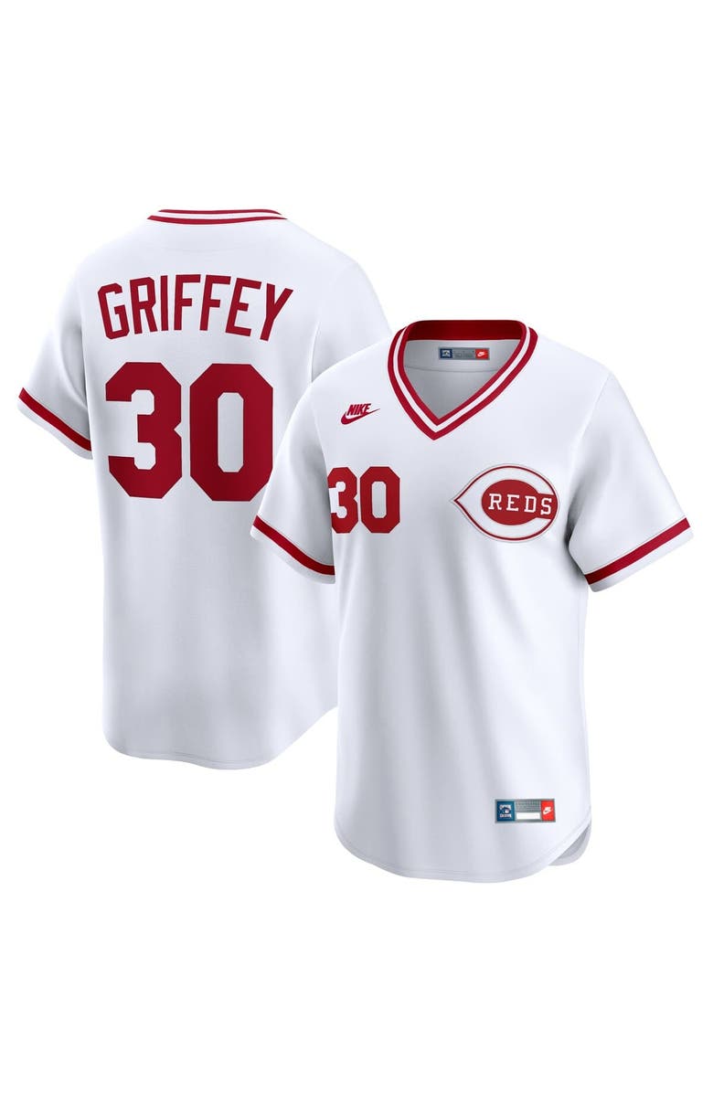 Nike Men's Nike Ken Griffey White Cincinnati Reds Throwback Cooperstown Collection Limited Jersey, Main, color, White