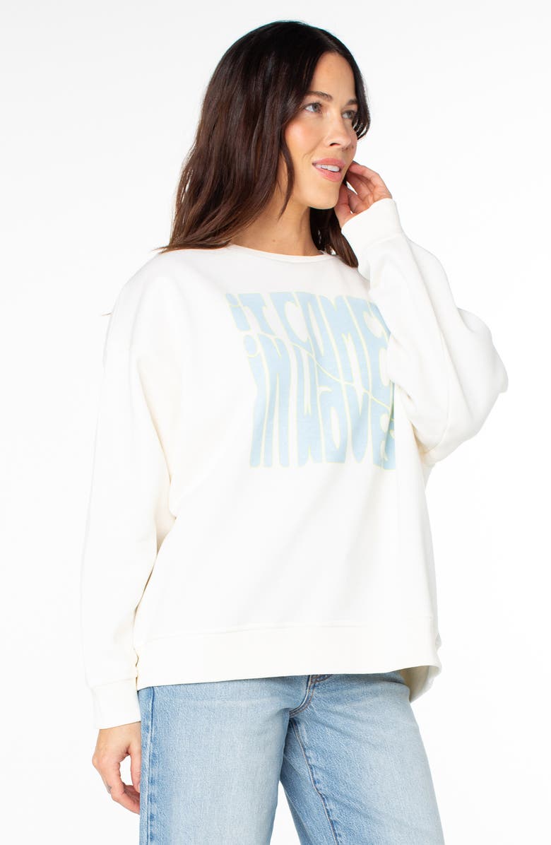 Roxy Morning Hike Oversize Fleece Graphic Sweatshirt, Alternate, color, Egret Comes In Waves