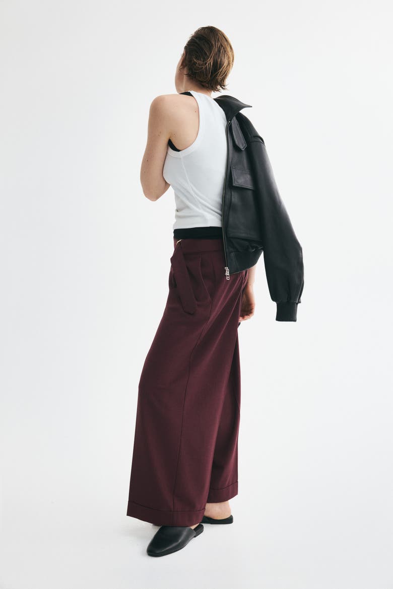 Straight-leg Pants With Belt, Alternate, color, Dark purple