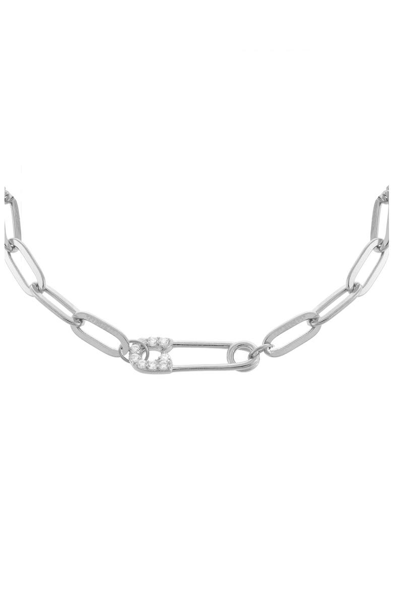 Adina's Jewels Safety Pin Choker Necklace, Main, color, SILVER