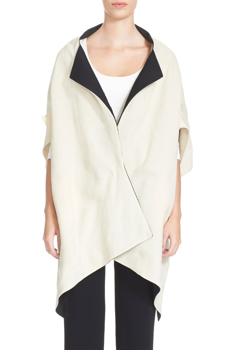 Donna Karan New York Reversible Jacquard Kimono Jacket, Alternate, color, BLACK-ECRU