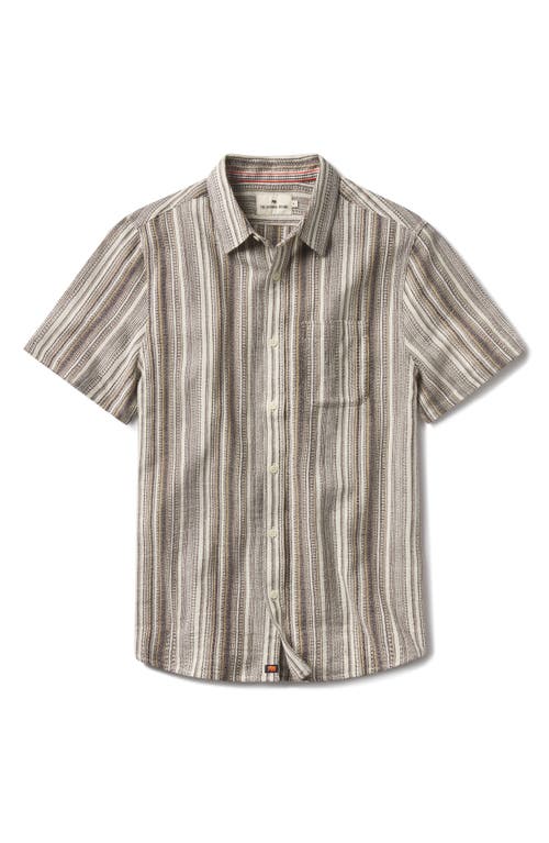 The Normal Brand Freshwater Short Sleeve Button-up Shirt In Sandy Shore Stripe