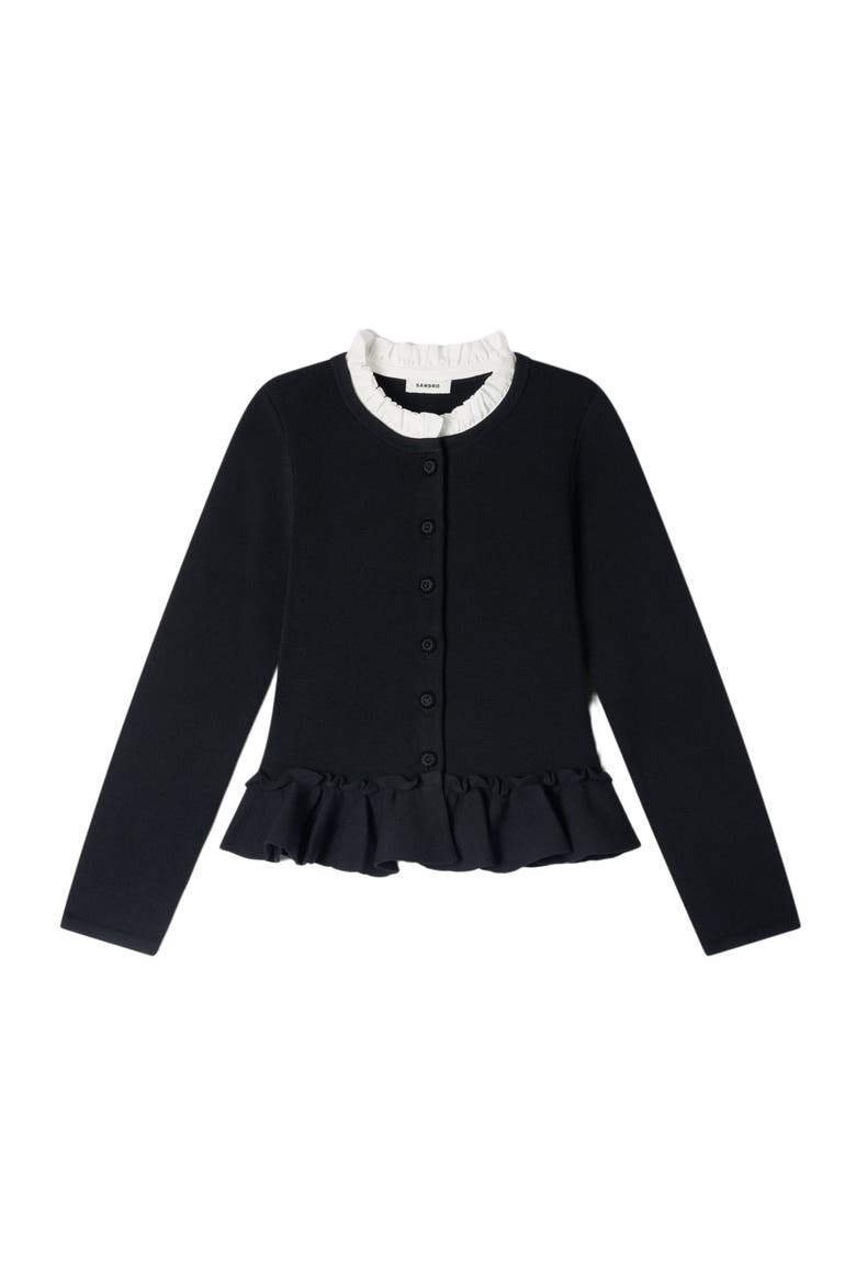 Victorian collar cardigan, Alternate, color, Black