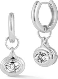 GLAZE JEWELRY Oval Moissanite Drop Huggie Hoop Earrings