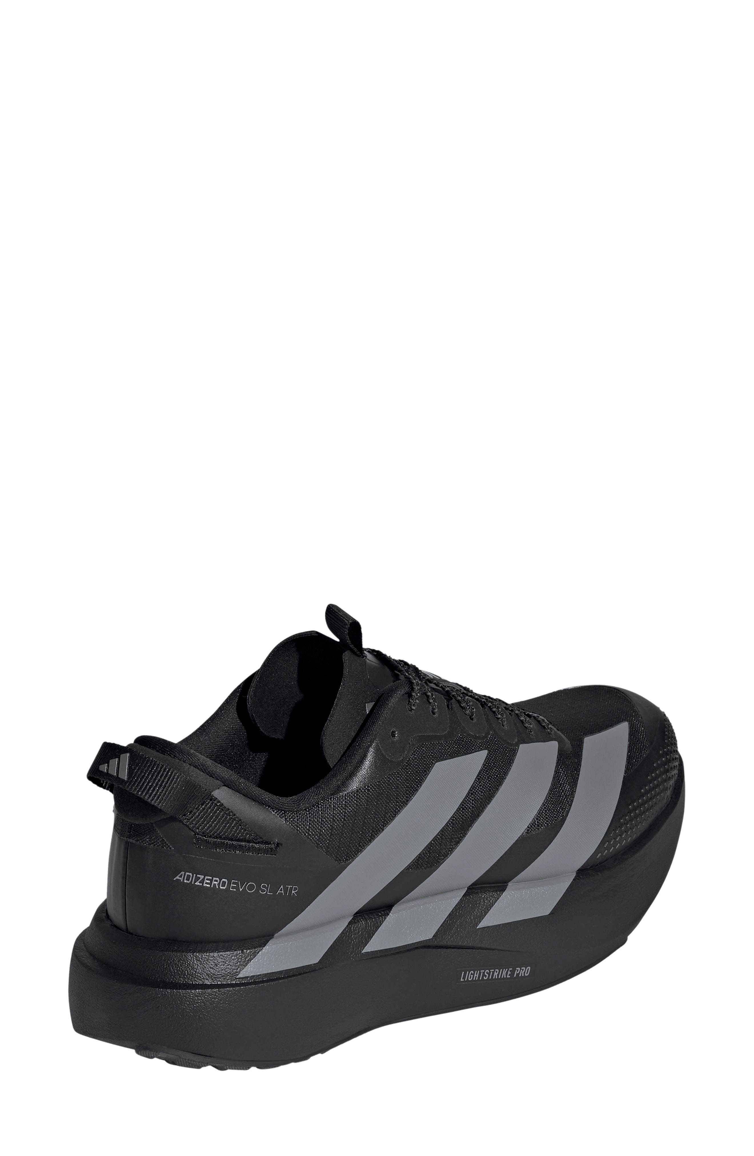 ADIZERO EVO SL ATR Running Shoe, Alternate, color, BLACK/GREY THREE/IRON MET