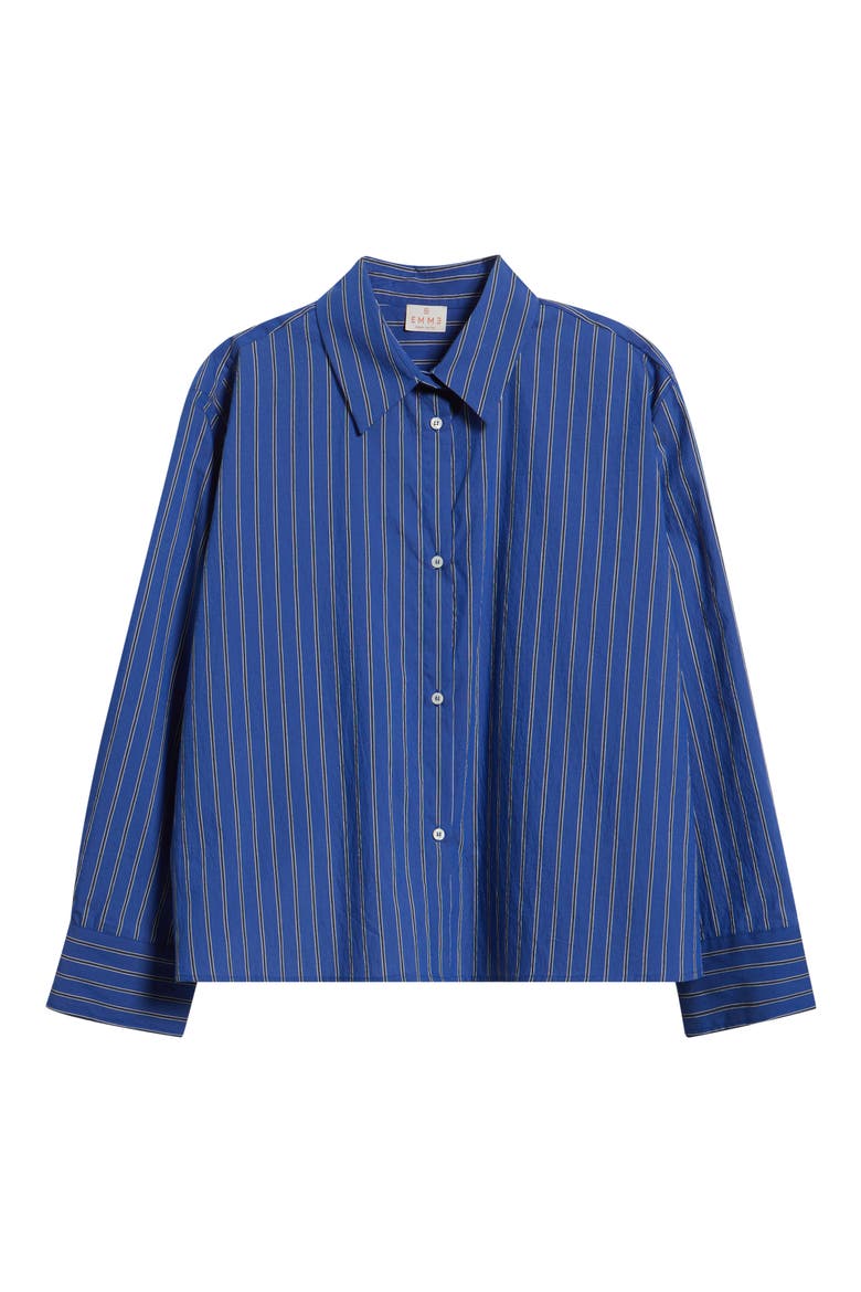 Striped Cotton Blend Shirt, Alternate, color, OCEAN