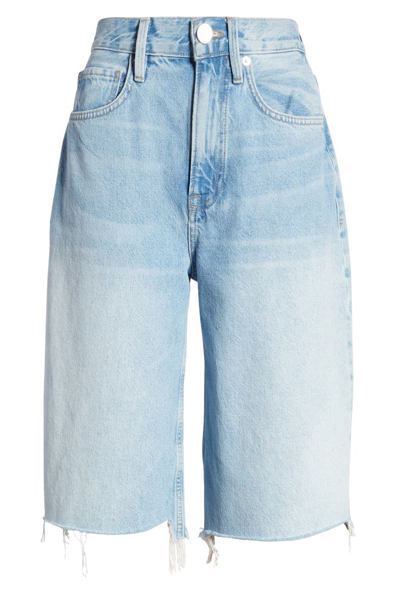 High Waist Raw Hem Wide Leg Bermuda Shorts, Alternate, color, ZONA