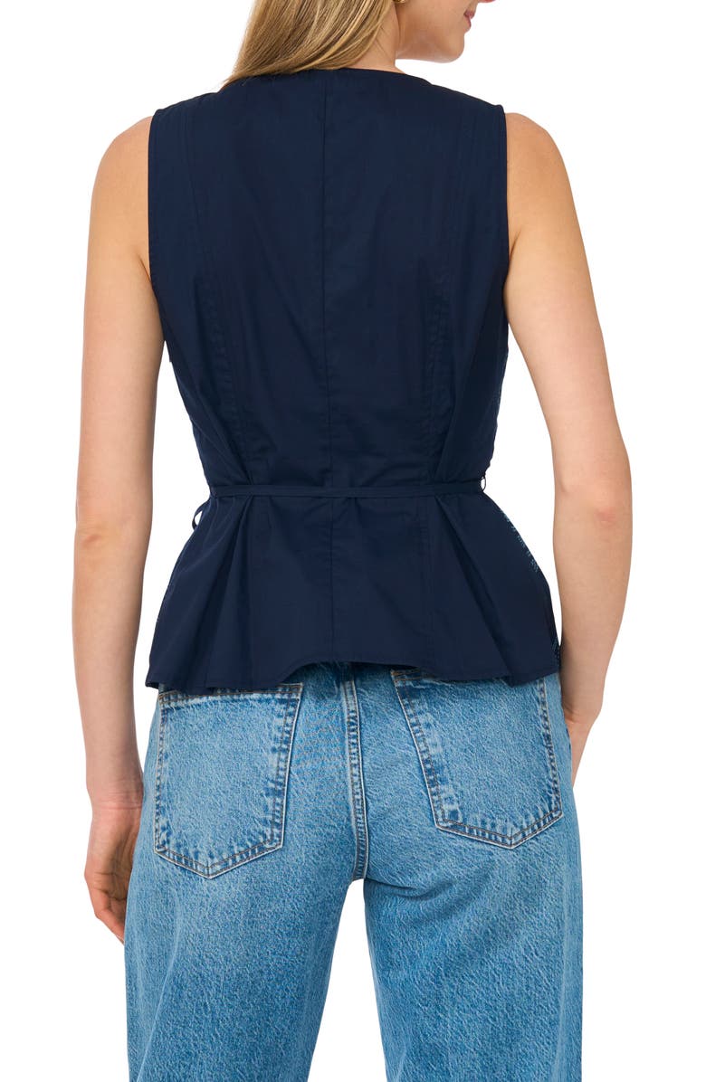 Vince Camuto Floral V-Neck Button-Down Tank, Alternate, color, Peacoat