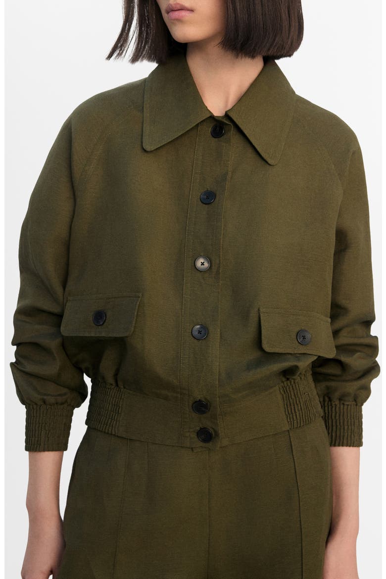 Linen Blend Jacket, Main, color, KHAKI