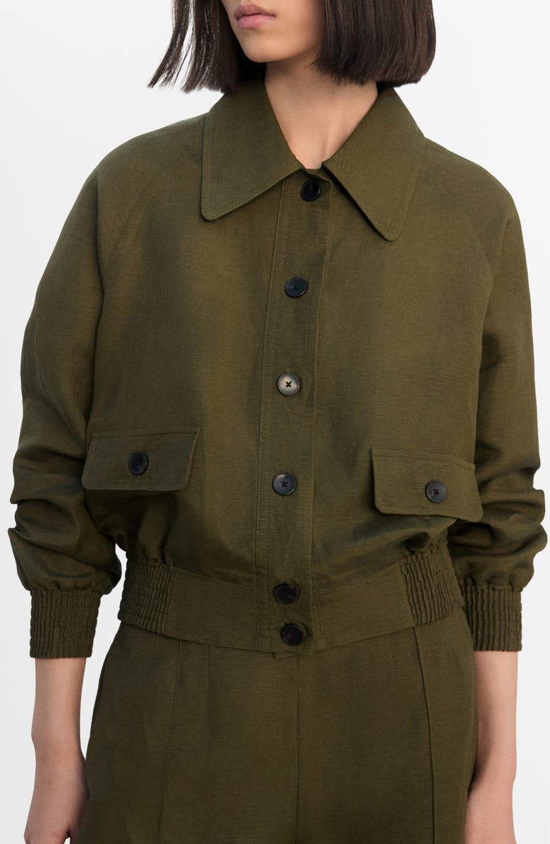 MANGO Linen Blend Jacket, Main, color, Khaki