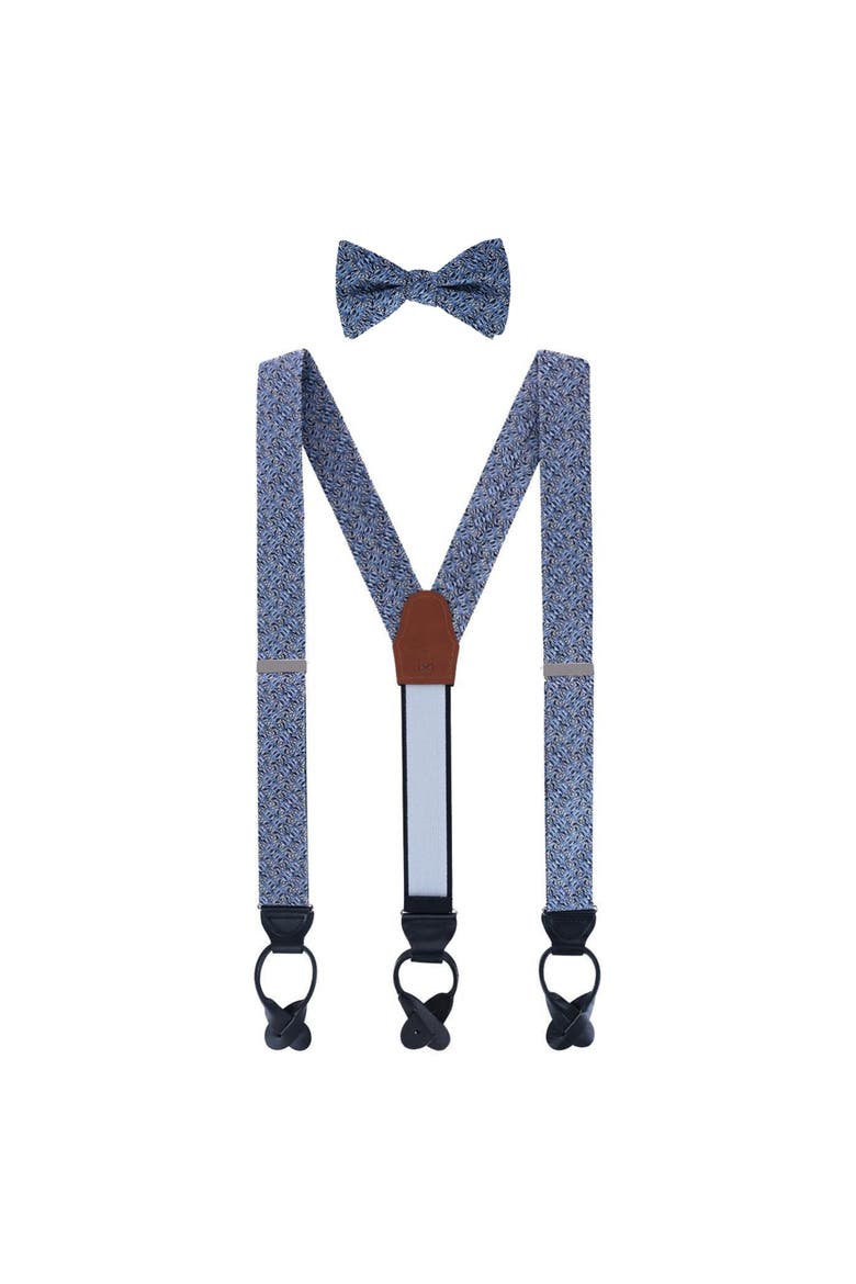 Benito's Blue Basketweave Silk Suspenders (Braces) and Bow Tie Bundle, Main, color, Light Blue