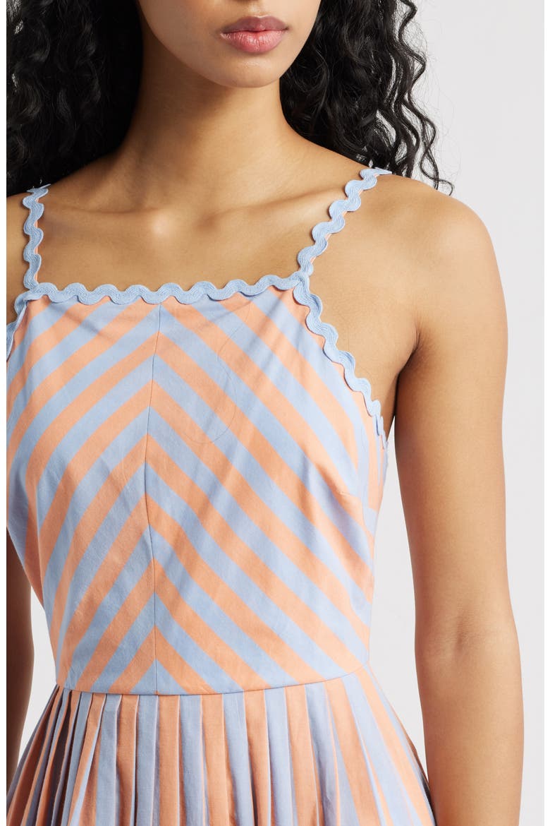 Imelda Stripe Cotton Fit & Flare Sundress, Alternate, color, BLUE/ PEACH
