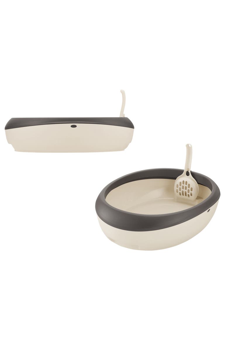 Richell PAW TRAX Top Open Cat Litter Pan in Brown, Easy Clean Cat Litter Box w/ Scoop, Alternate, color, Multicolored