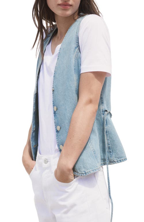 Mango Belted Denim Vest In Blue