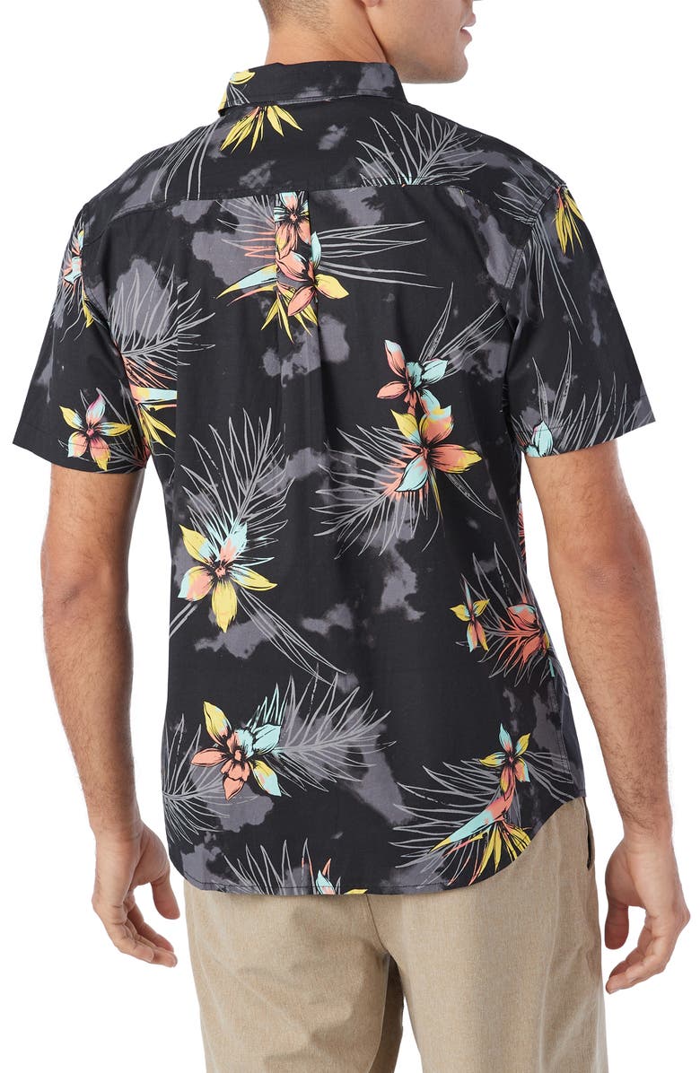 O'Neill Quiver Standard Fit Floral Short Sleeve Stretch Cotton Button-Up Shirt, Alternate, color,