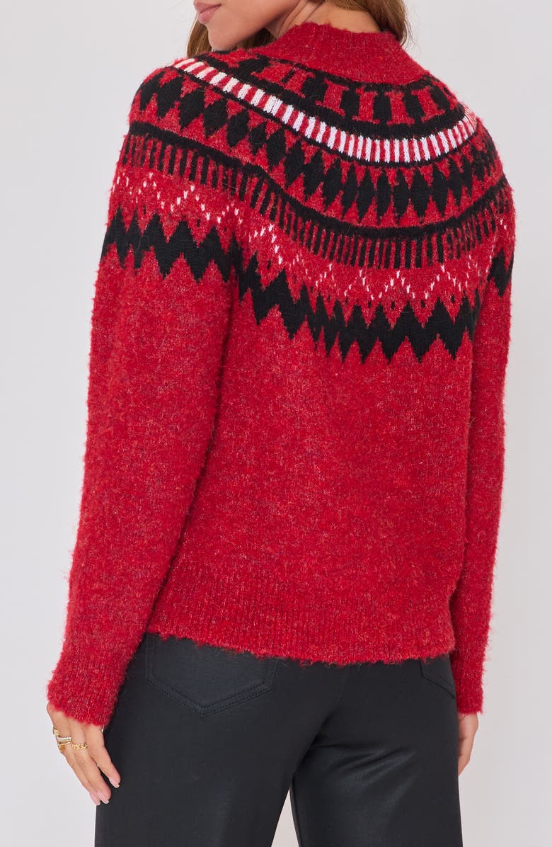 VICI Collection Aprés Ski Fair Isle Mock Neck Sweater, Alternate, color, Red