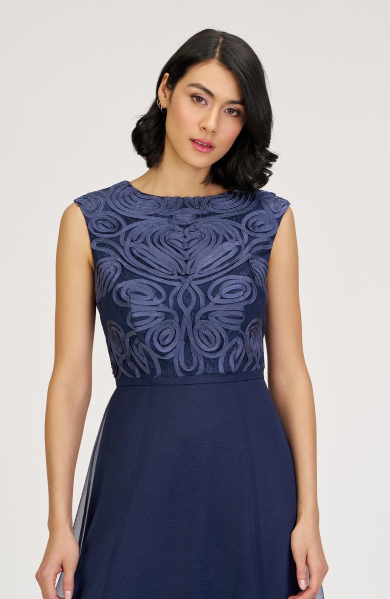 JS Collections Keira Soutache Lace Bodice Gown, Alternate, color, Black Iris