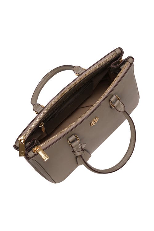 Gorski Top Handle Leather Purse With Crossbody Strap In Brown