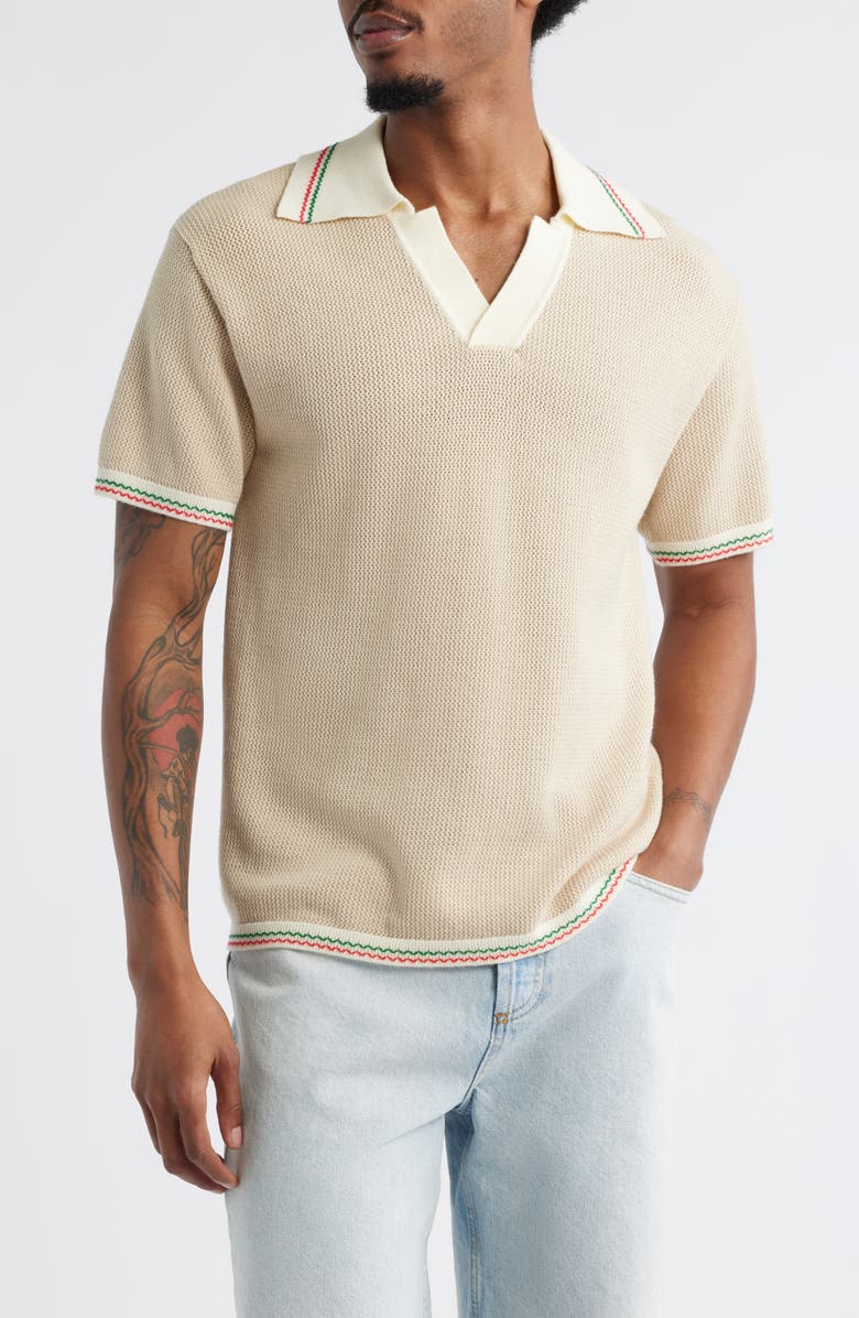 MAVRANS Ciao Open Stitch Johnny Collar Sweater, Main, color, Grey