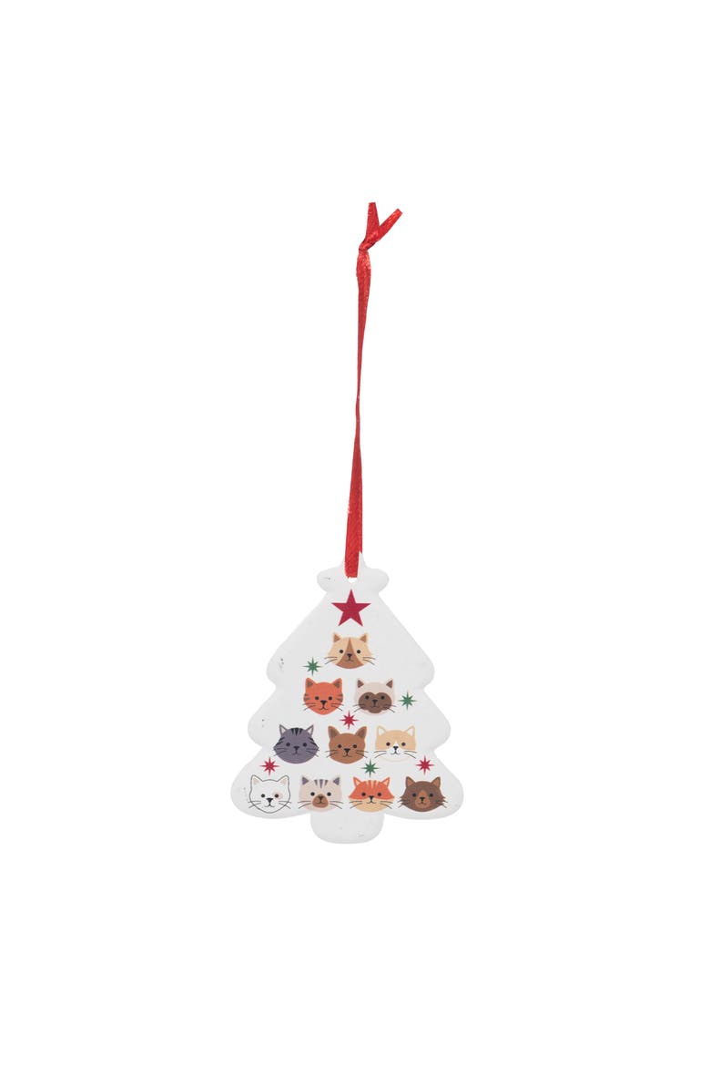 Cat Tree Christmas Tree Ornament, Main, color, Orange