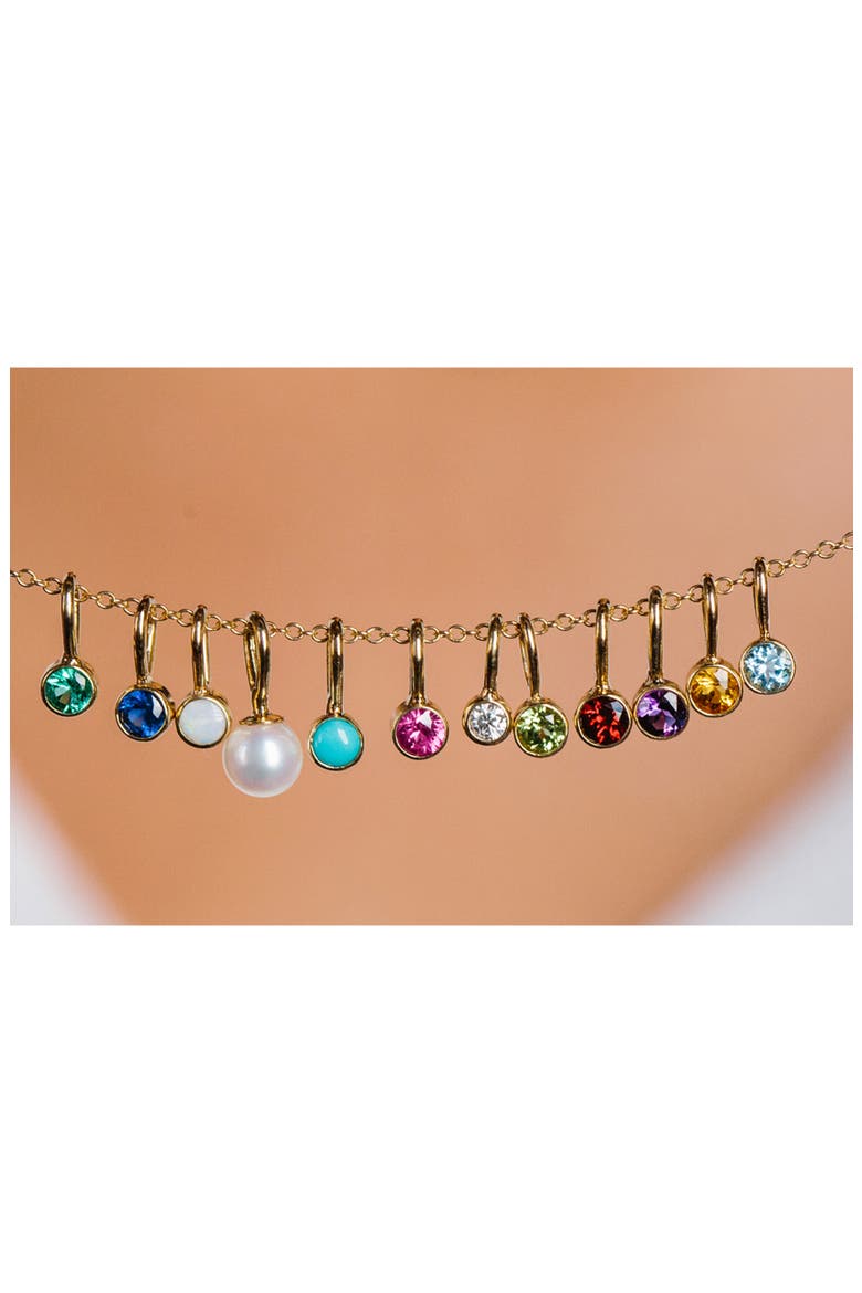 Bezel Set Turquoise Charm, Alternate, color, YELLOW GOLD
